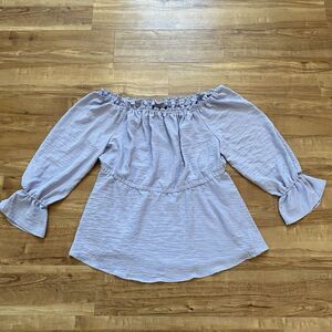 NWT LANE BRYANT 14/16 Purple Off Shoulder Swiss Clip Dot Peasant Cottage Blouse